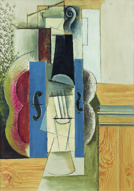 Pablo Picasso, ‘Geige, an der Wand hängend (Violin Hanging on the Wall) ’, 1913, Painting, Oil, partially with sand, on canvas, Kunstmuseum Bern