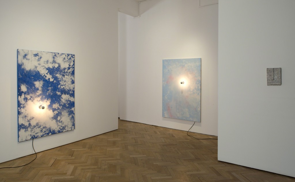 Sky Lights, 2015, Chalk on painted board, chromed light bulb, nails, electrical fixings, 160 x 110 cm Sky Lights, 2015, Chalk on painted board, chromed light bulb, nails, electrical fixings, 160 x 110 cm