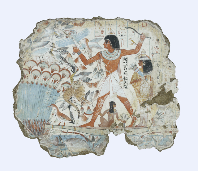 ‘Nebamun hunting in the marshes, fragment of a scene from the tomb-chapel of Nebamun’, Late 18th Dynasty-around 1350 BC, British Museum