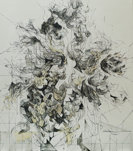 Zelin Seah, ‘Flowers in a Vase Version A’, 2014, Painting, Bitumen offset ink and oil on linen, Taksu
