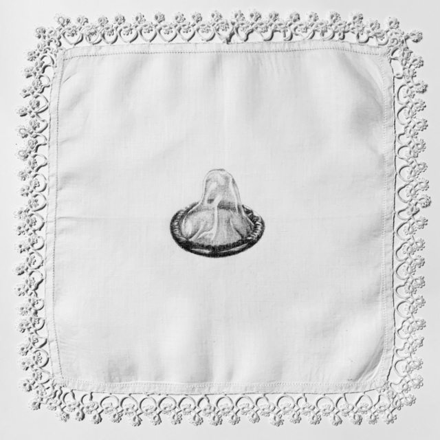 Constance Edwards Scopelitis, ‘God is in Clean Laundry: Fresh’, 2019, Drawing, Collage or other Work on Paper, Carbon on vintage handkerchief, Garvey | Simon