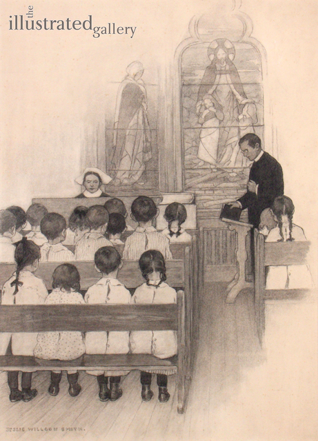 JESSIE WILLCOX SMITH, ‘Chapel Grace Church Nursery’, 1902, Drawing, Collage or other Work on Paper, Pencil on Paper Laid on Board, The Illustrated Gallery