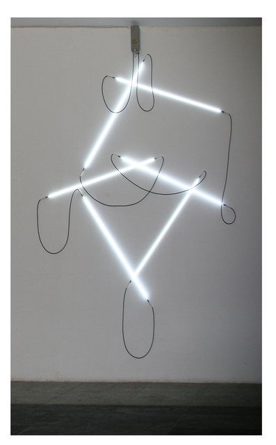François Morellet, ‘Gesticulation No.15’, 2009, Sculpture, 6 white neon tubes 125 cm, high voltage cables, transformer, Annely Juda Fine Art