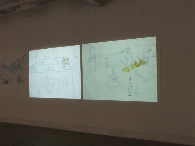 Avish Khebrehzadeh, ‘Solace, So Old, So New ’, 2007, Video/Film/Animation, 3-channel video animation with soundtrack projected onto three drawings (ink on Kozo paper), Fort Worth Contemporary Arts