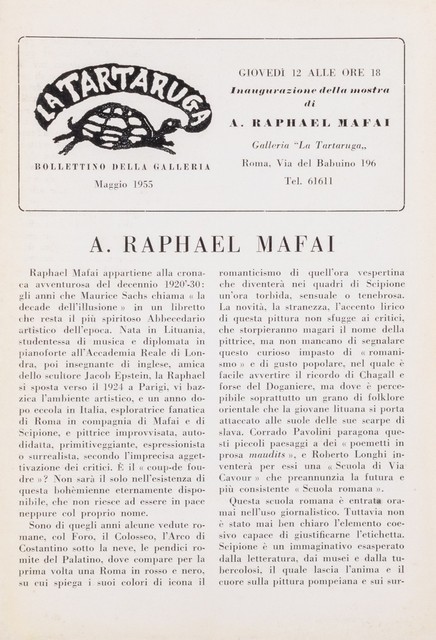Antonietta Raphael Mafai, ‘Bollettino’, Finarte
