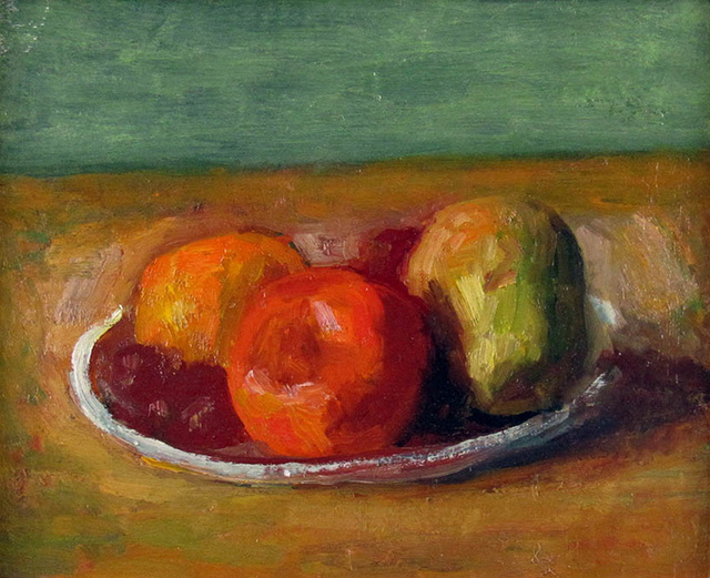 Robert Philipp, ‘Fruit on a Plate’, 1960, Painting, Oil on Board, Janus Galleries