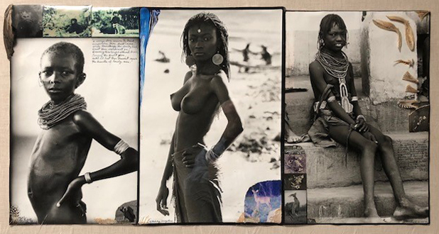 Peter Beard, ‘1960's Lake Rudolf + Lodwar’, 1960's, Photography, Silver Gelatin Photograph, Ink, Feather & Animal Bones, Fahey/Klein Gallery