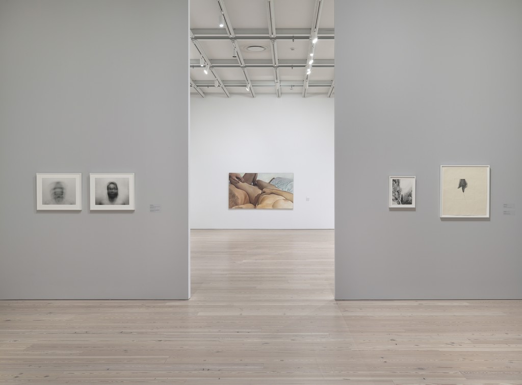 Installation view of Human Interest: Portraits from the Whitney’s Collection (April 6, 2016-April 1, 2017, Whitney Museum of American Art, N.Y.). Photograph by Ron Amstutz. From left to right: Blythe Bohnen, Pivotal Motion From Chin, Large, 1974 (2003.11); Blythe Bohnen, Self Portrait-Horizontal Motion Bisected by Vertical Motion, 1974 (92.134.1); Joan Semmel, Touch, 1975 (P.2016.1); Robert Kinmont Self-Portrait as Plumb Bob, 1973 (2014.273); Liliana Porter, The Line, 1973 (2011.88). Photograph Installation view of Human Interest: Portraits from the Whitney’s Collection (April 6, 2016-April 1, 2017, Whitney Museum of American Art, N.Y.). Photograph by Ron Amstutz. From left to right: Blythe Bohnen, Pivotal Motion From Chin, Large, 1974 (2003.11); Blythe Bohnen, Self Portrait-Horizontal Motion Bisected by Vertical Motion, 1974 (92.134.1); Joan Semmel, Touch, 1975 (P.2016.1); Robert Kinmont Self-Portrait as Plumb Bob, 1973 (2014.273); Liliana Porter, The Line, 1973 (2011.88). Photograph