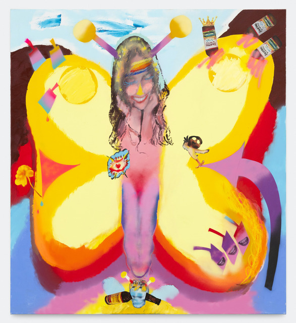 Alessandro Pessoli, ‘Butterfly girls’, 2020, Painting, Oil, spray paint, oil stick and pencils on canvas, Xavier Hufkens