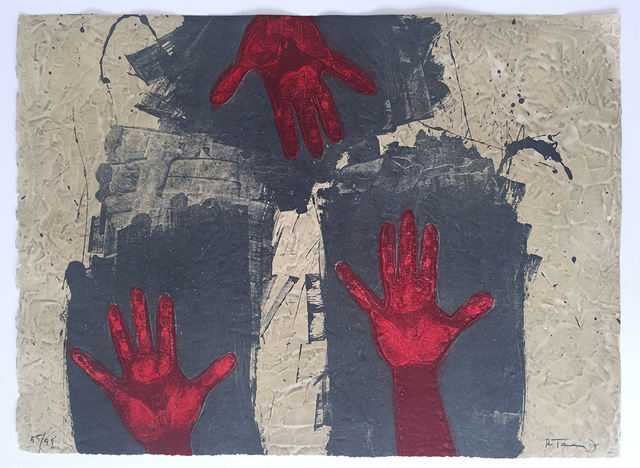 Rufino Tamayo, ‘Manos Sobre Fondo Azul ’, 1979, Vanessa Villegas Art Advisory