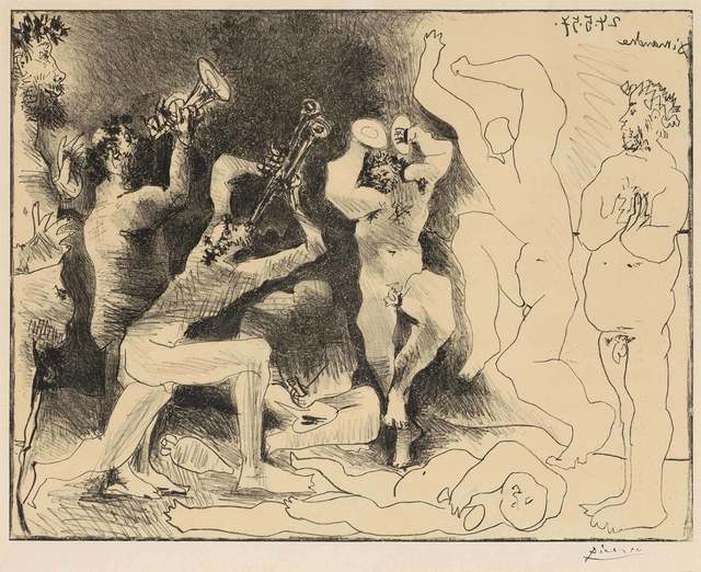 Pablo Picasso, ‘LA DANSE DES FAUNES (B. 830)’, 1957, Print, Lithograph printed in black and cream on Arches paper, Doyle