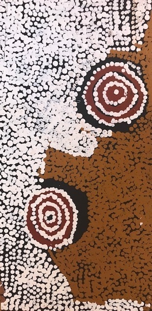 Bill Whiskey Tjapaltjarri, ‘Rockholes Near the Olgas (cat: NABWT_RNO10-07004PAG)’, 2007, Painting, Acrylic on board, Nanda\Hobbs