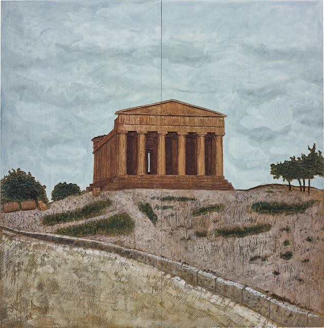 Stephan Balkenhol, ‘Temple’, 2004, Painting, Painted wood in relief, diptych, Phillips