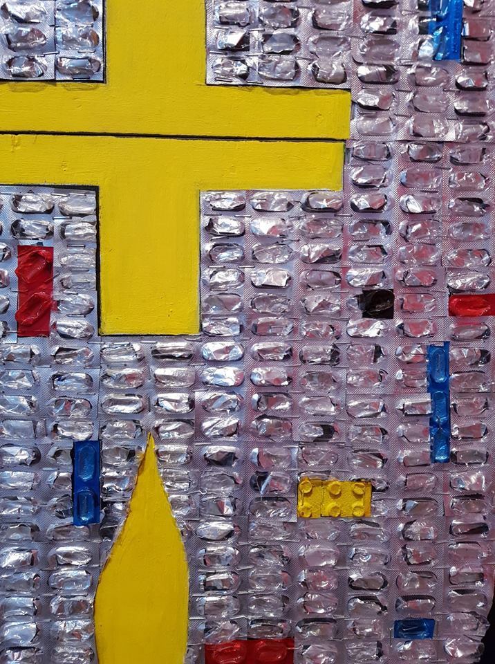 Detail of Paul Mvoutoukoulou's l'Illuminé (2018) at the Dakar Biennale 2018. Detail of Paul Mvoutoukoulou's l'Illuminé (2018) at the Dakar Biennale 2018.