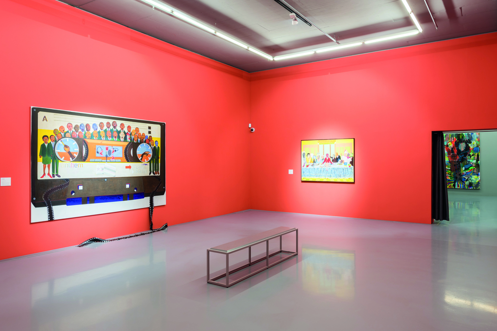 Five Bhobh: Painting at the End of an Era. Politics theme. Installation view. ©Zeitz MOCAA. Five Bhobh: Painting at the End of an Era. Politics theme. Installation view. ©Zeitz MOCAA.