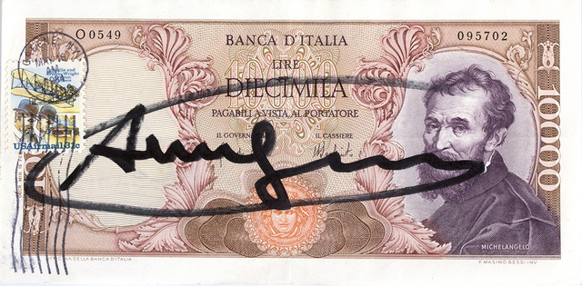 Andy Warhol, ‘Ten thousand Lire’, 1984, Drawing, Collage or other Work on Paper, Paper, Bertolami Fine Arts