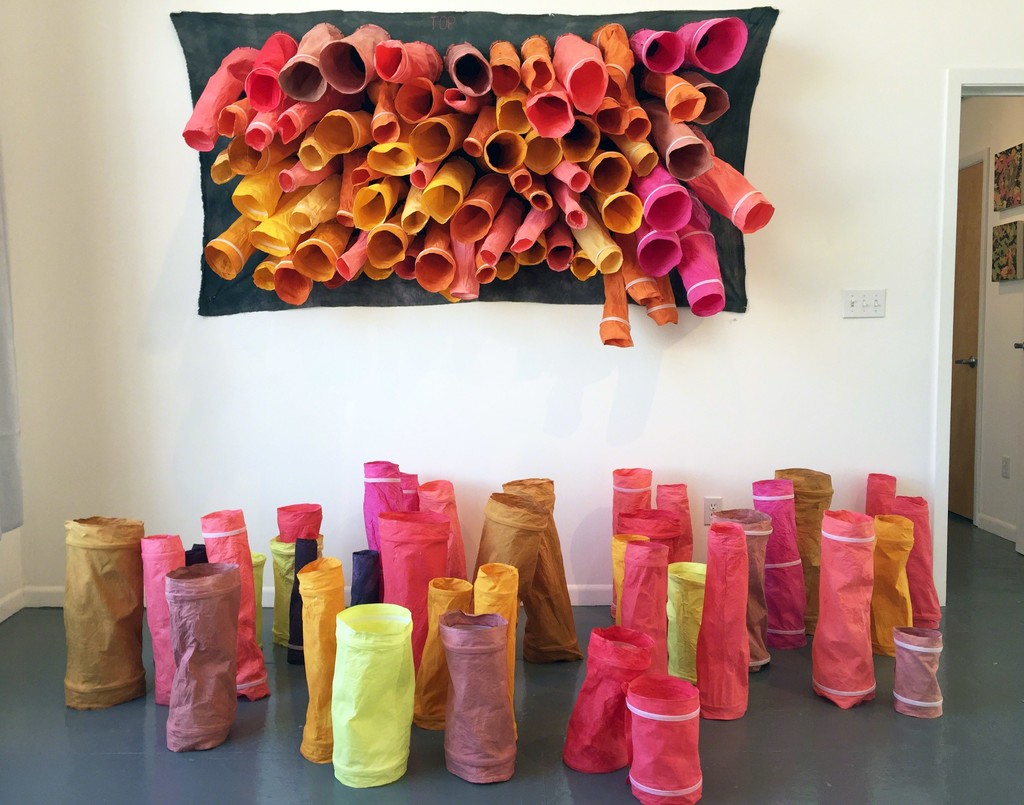 "Top," an installation by Aida Gamez, inspired by shirtsleeves and moving on from there. "Top," an installation by Aida Gamez, inspired by shirtsleeves and moving on from there.