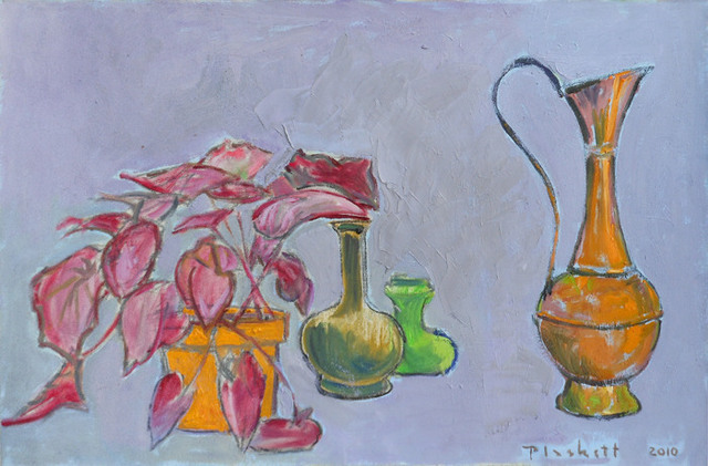 Joseph Plaskett, ‘Red Plant in Yellow Pot & Clivia’, 2010, Bau-Xi Gallery