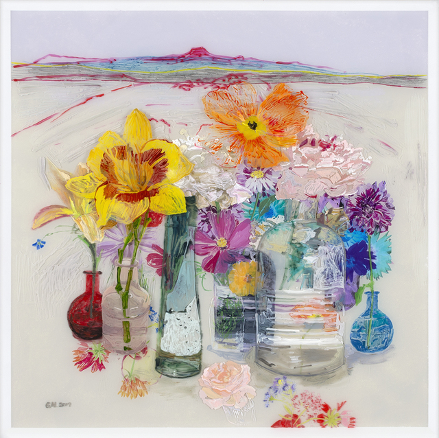 Gail Norfleet, ‘Mirage’, 2019, Painting, Acrylic, collage, and china marker on two Lucite panels, Valley House Gallery & Sculpture Garden