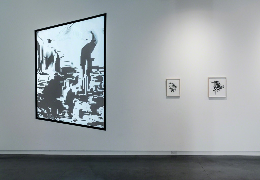 Video installation and inkjet paintings by Blake Carrington, from his ongoing Strata Systems series. Video installation and inkjet paintings by Blake Carrington, from his ongoing Strata Systems series.