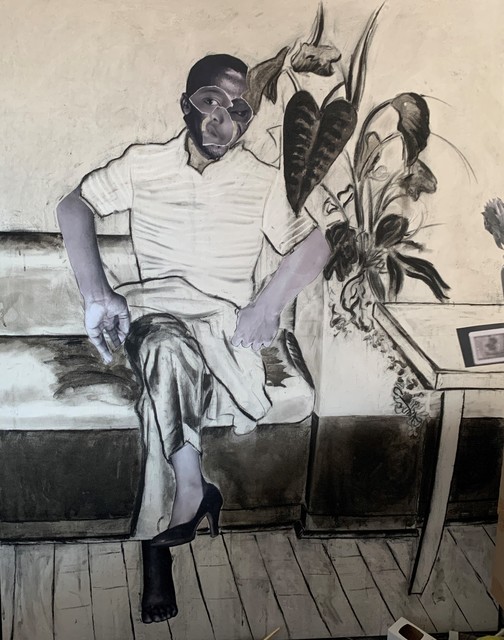 Neo Matloga, ‘Shaderack’, 2019, Drawing, Collage or other Work on Paper, Collage, charcoal & ink on canvas, Stevenson