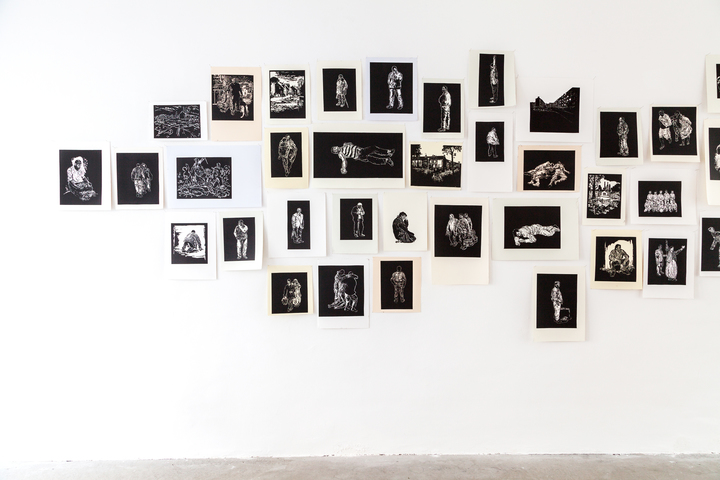 exhibition view: Lino´s 2003-2005 (detail), Stijn Peeters | 73 linocuts | image: ©dasesszimmer exhibition view: Lino´s 2003-2005 (detail), Stijn Peeters | 73 linocuts | image: ©dasesszimmer