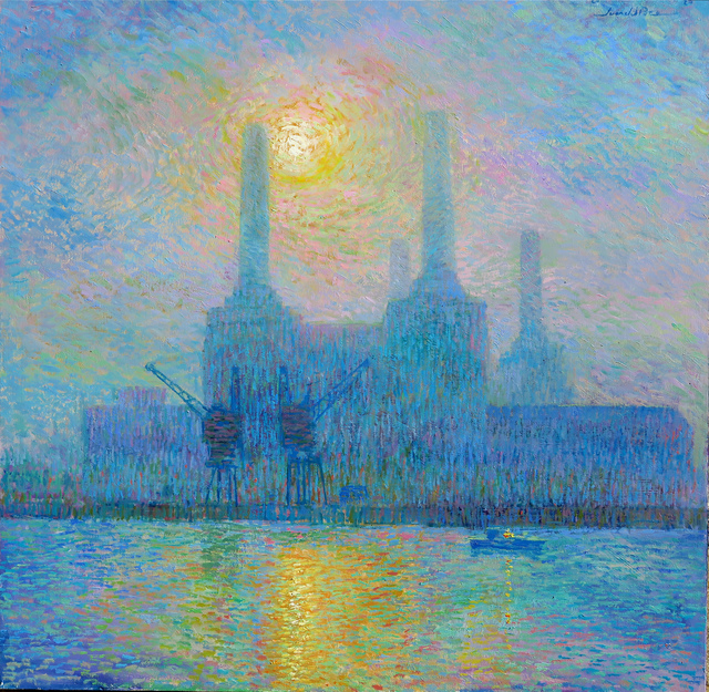 Juan del Pozo, ‘Misty Battersea Sun’, 2020, Painting, Oil on canvas, Eclectic Gallery