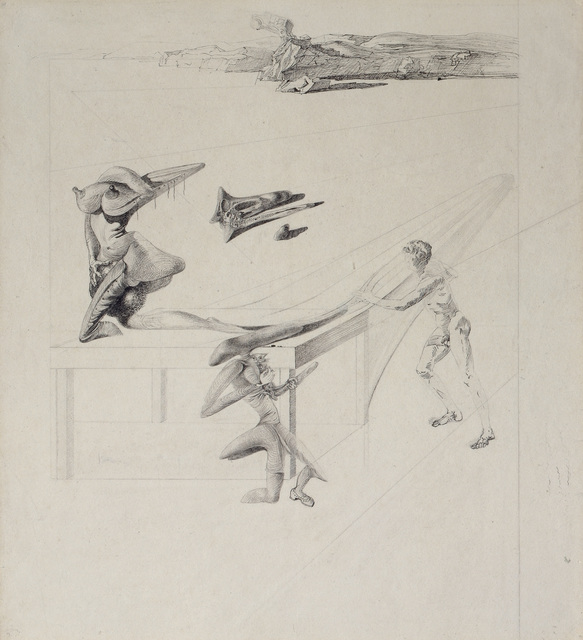 Salvador Dalí, ‘L'Enfant sauterelle’, 1933, Drawing, Collage or other Work on Paper, Ink drawing on paper and black pencil, Galerie Natalie Seroussi