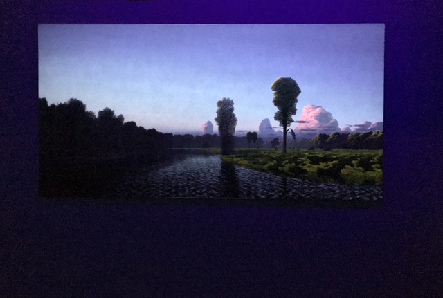 Stephen Hannock, ‘Flooded River with Approaching Front’, 1990, Painting, Phosphorescent acrylic on canvas, Robert Berman Gallery