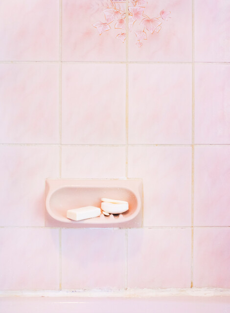 White Soap in Pink Bathroom