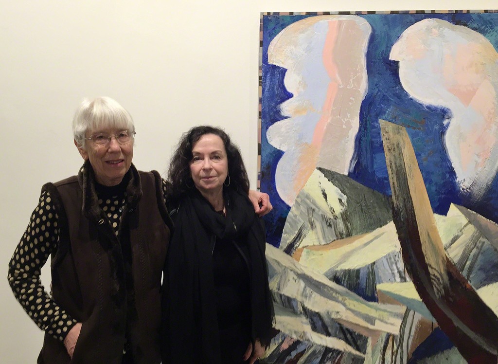 Painter Lucinda Parker (left) poses in front of "Upper Coe Two Clouds" with gallery owner Linda Hodges Painter Lucinda Parker (left) poses in front of "Upper Coe Two Clouds" with gallery owner Linda Hodges