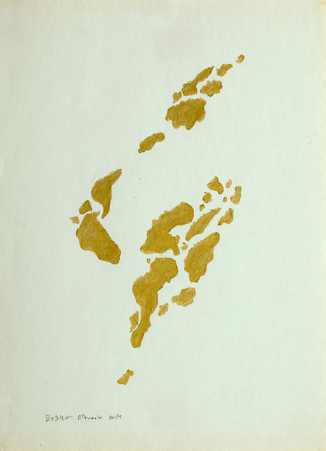 Bashar Alhroub, ‘Mapping Nowhere B’, 2014, Drawing, Collage or other Work on Paper, Gold paint on paper, Zawyeh Gallery