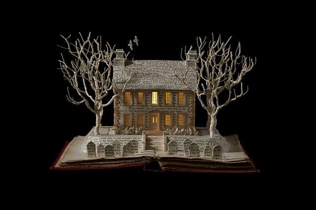 Su Blackwell, ‘The Bronte Parsonage’, 2017, Sculpture, Book cut sculpture in wooden box, with lights, Long & Ryle
