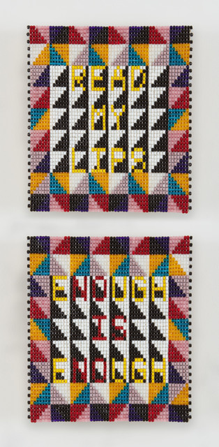 Jeffrey Gibson, ‘NO IS NO’, 2018, Mixed Media, Glass beads, artificial sinew, acrylic felt, over wood panel, Sikkema Jenkins & Co.