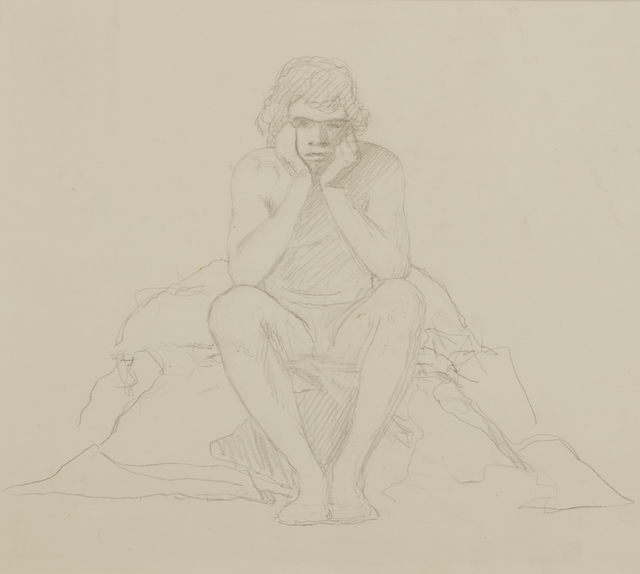 R. H. Ives Gammell, ‘Study for Crouching Figure in Figure with Totem’, ca. 1980, Drawing, Collage or other Work on Paper, Graphite on paper, Childs Gallery