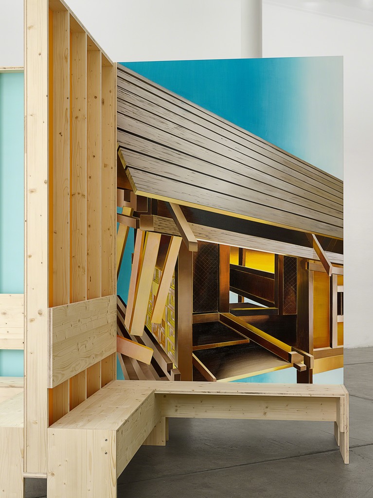 Susanne Kühn & Inessa Hansch, Bank (detail), 2015, construction: laminated wood, painting: acrylic on wallboard, 270 x 329 x 329 cm Susanne Kühn & Inessa Hansch, Bank (detail), 2015, construction: laminated wood, painting: acrylic on wallboard, 270 x 329 x 329 cm