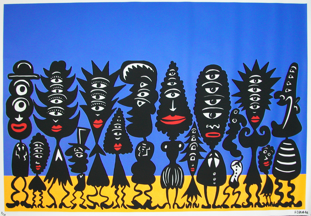 Hervé Di Rosa, ‘silkscreen"Heureux d'être ensemble" original print handsigned by Di Rosa’, 2017, Galerie Estampe