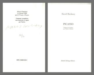 Picasso (Hand signed and numbered by Hockney)