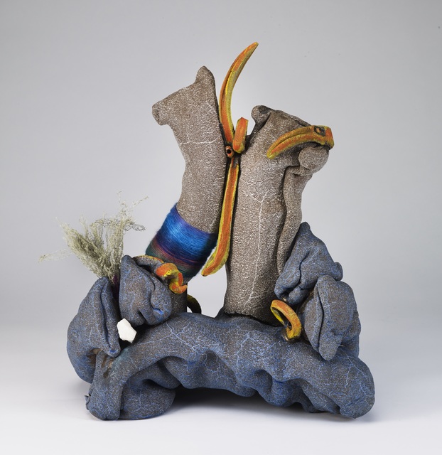 Ashwini Bhat, ‘Assembling California: Sky Trail’, 2019, Sculpture, Clay, underglaze, glaze, thread, feldspar and lace lichen, Shoshana Wayne Gallery