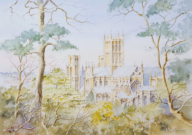 Ken Burton, ‘Wells Cathedral, Wells, UK’, 1988, Drawing, Collage or other Work on Paper, Watercolor, Graves International Art