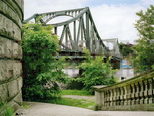 Diane Meyer, ‘Gleinicke Bridge’, 2017, Photography, Archival Pigment Print with Hand-Sewn Embroidery, KLOMPCHING GALLERY
