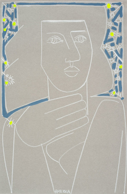 America Martin, ‘Woman & Honey Suckle’, 2018, Drawing, Collage or other Work on Paper, Pencil & acrylic on Japanese handmade paper, Wally Workman Gallery