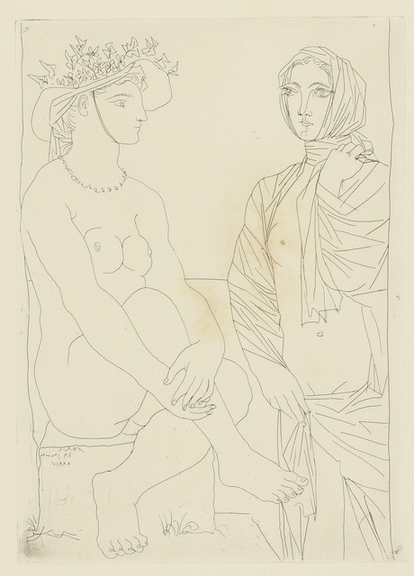 Pablo Picasso, ‘Au bain. Femme au chapeau à fleurs et femme drapée dans une serviette (B. 210; Ba. 408)’, 1934, Sotheby's