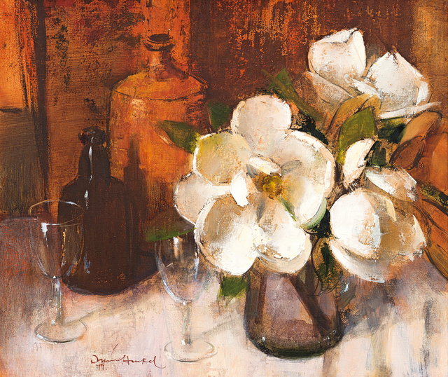 Irmin Henkel, ‘Still Life with Magnolias, Bottles and Wine Glasses’, Strauss & Co