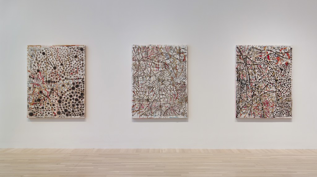 Installation view of Mark Bradford: Scorched Earth, Hammer Museum, Los Angeles, June 20–September 27, 2015. Photo by Brian Forrest Installation view of Mark Bradford: Scorched Earth, Hammer Museum, Los Angeles, June 20–September 27, 2015. Photo by Brian Forrest