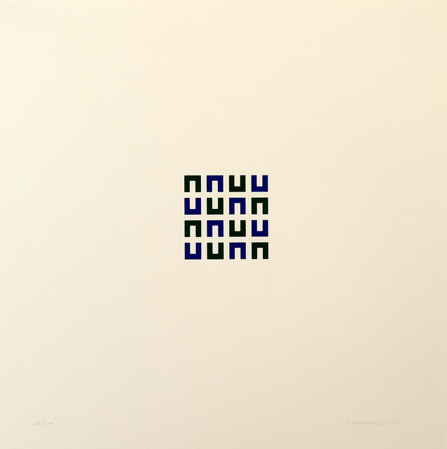 Vera Molnar, ‘16 Elements vert et bleu ’, 1960-2003, Print, Serigraphie, Galerie La Ligne