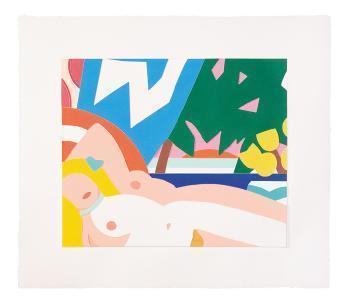 Tom Wesselman - Sunset Nude with Yellow Tulips