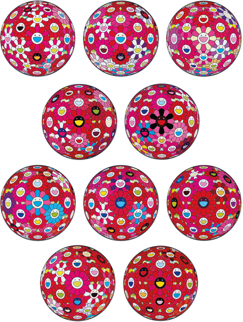 Takashi Murakami, ‘Flowerball (3D) - Papyrus; Flowerball (3D) – Turn Red!; Groping for the Truth; Letter to Picasso; There is Nothing Eternal in this World. That is Why You Are Beautiful; Flowerball (3D) – Blue, Red; Hey! You! Do You Feel What I Feel; Flowerball (3D) – Red, Pink, Blue; Comprehending the 51st Dimension; and Flowerball (3D) – Red Ball’, 2013-2014, Phillips