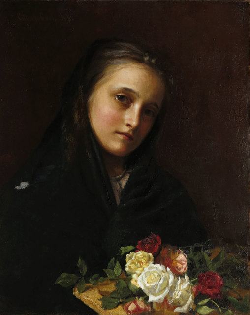 William Gilbert Gaul, ‘Girl with Flowers’, ca. 1880, Vose Galleries