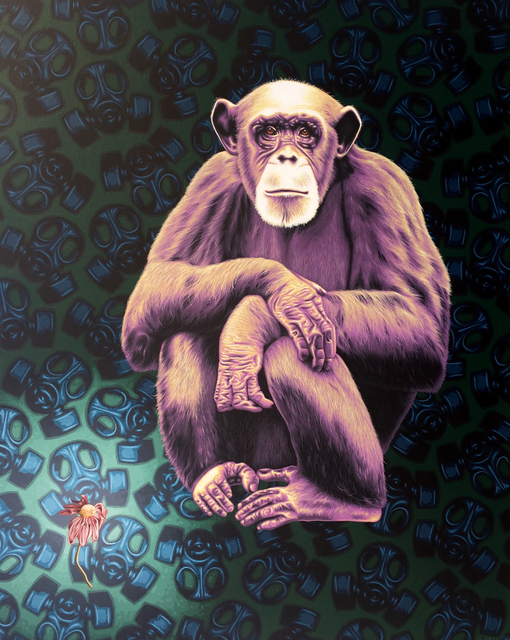 Stephen Hall, ‘Painting of Ape with Flower: 'APE (Anyone Protecting the Environment)'’, 2017, Ivy Brown Gallery